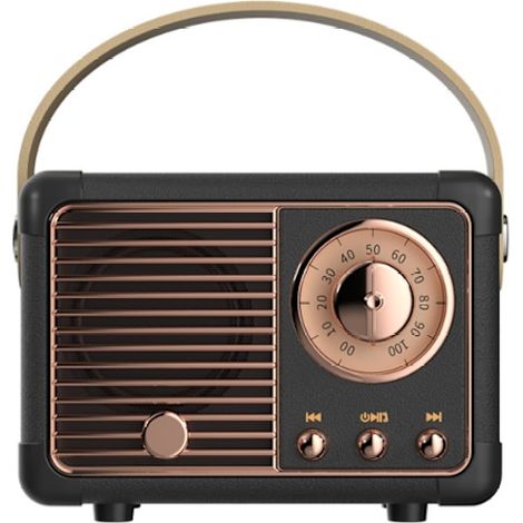 Enceinte Bluetooth Rétro, Radio Fm Rétro, Bluetooth 5.0 Sans Fil, Carte Tf, Noire.