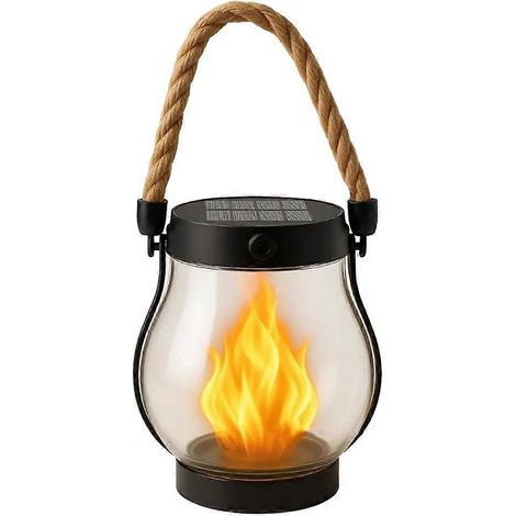 Une Lanterne Solaire D'Extérieur, Étanche, À Effet Flamme, Lanterne Solaire (1 Pièce)