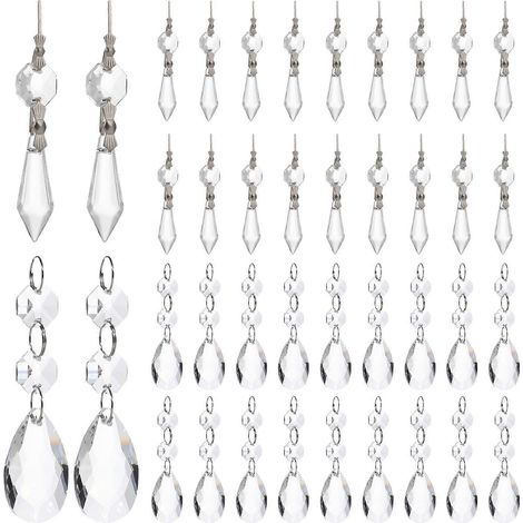 48 Cristaux De Rechange Pour Lustres Et Lampes, Décorations Suspendues En Cristal, Pendentifs Pour Fenêtres