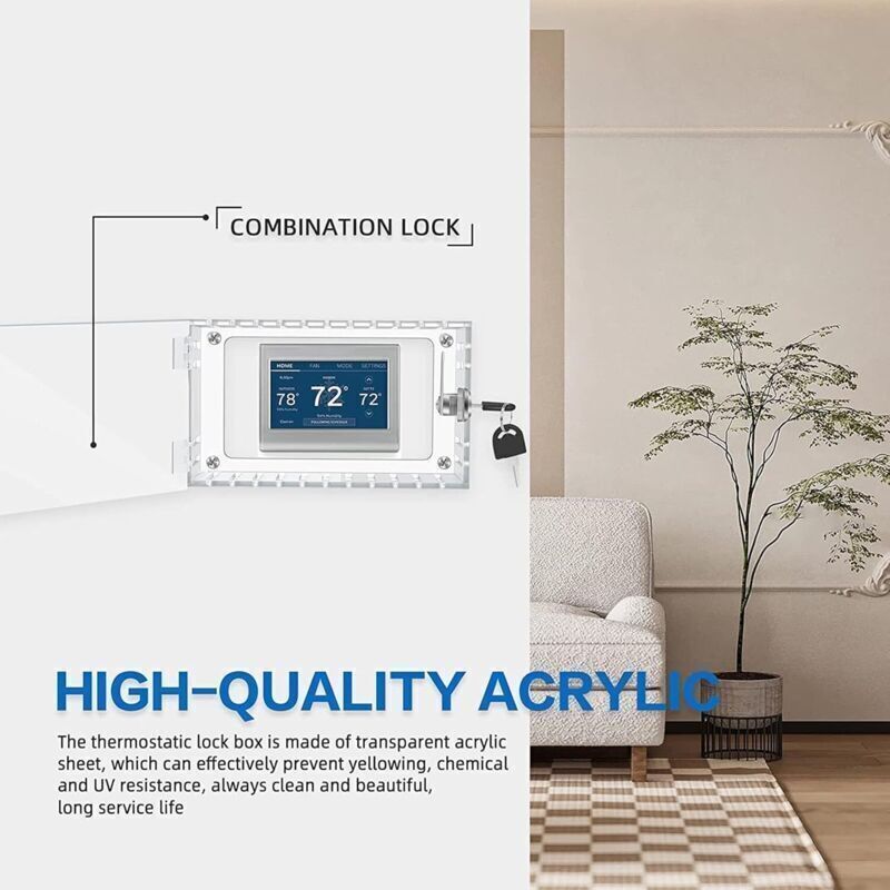 Universeller Thermostat-schließkasten Mit Schlüssel, Große Transparente Thermostatabdeckung Für Wandthermostate, Thermostatschutz Für Wandthermostate, 20 X 16