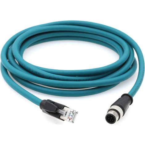Câble Ethernet Rj45 M12 8p Codé A Pour Automate Programmable Cognex In-sight 5000 7000 Dmr 200 500 Ism1400 (2 M)