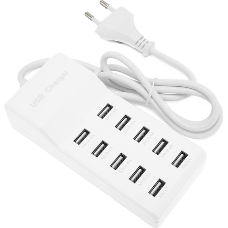Station De Charge Usb, 10 Ports, Chargeur Intelligent Mural, Compatible Avec Divers Appareils, Prise Standard Européenne, 100-240v.