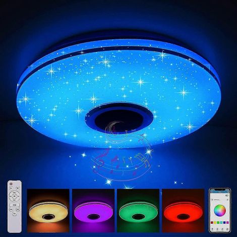Plafonnier Led 36w, À Intensité Variable, Avec Haut-parleur Bluetooth, Contrôlable Via Télécommande Ou Application.