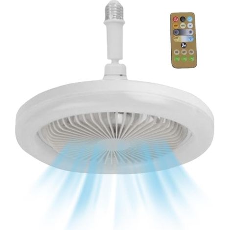 Ventilateur De Plafond Télécommandé Avec Lumière, Ventilateur De Plafond Silencieux Avec Minuterie, Ventilateur Mural Portable Avec Lumière Pour Chambre À Coucher, Blanc.