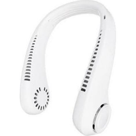 Ventilateur De Cou Portable, Ventilateur Personnel Sans Pales, 3 Vitesses Réglables, Blanc.