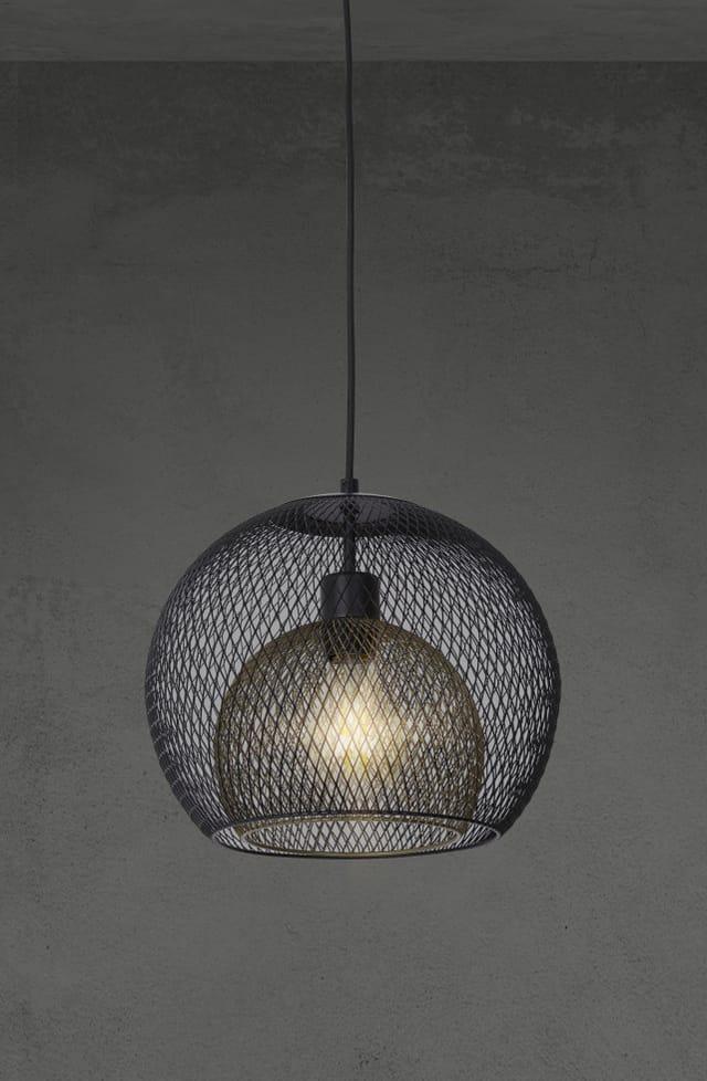 Nowa - Hängeleuchte Esszimmerlampe Pendelleuchte schwarz Gitter E27 Kugelleuchte Küche