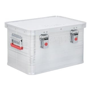 Alubox, Aluminiumbox 30L, Staub- und spritzwasserresistent mit Gummidichtung und 2 Klapphandgriffen, Transportkiste aus verchromten Stahl und