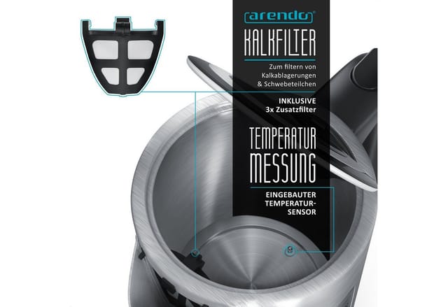 Frühstücks Set in Edelstahl Optik - Wasserkocher / Toaster / Eierkocher - Arendo