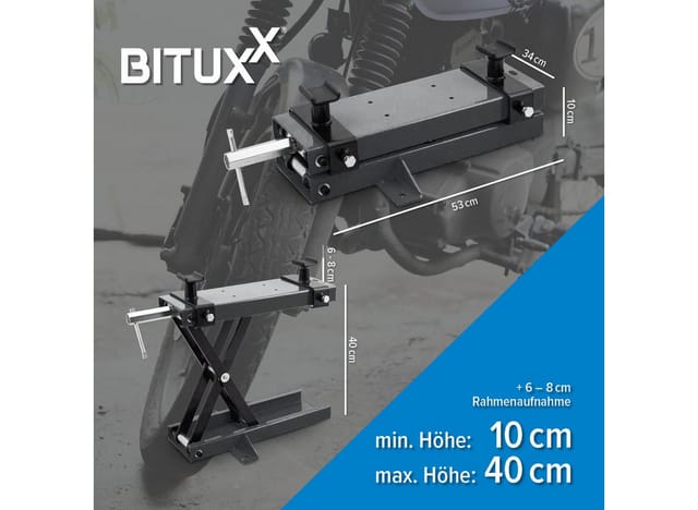 Bituxx - Motorrad Heber Hebebühne Montagebock Scherenheber Montageständer Lift mit Bodenfixierung bis 500kg Grau