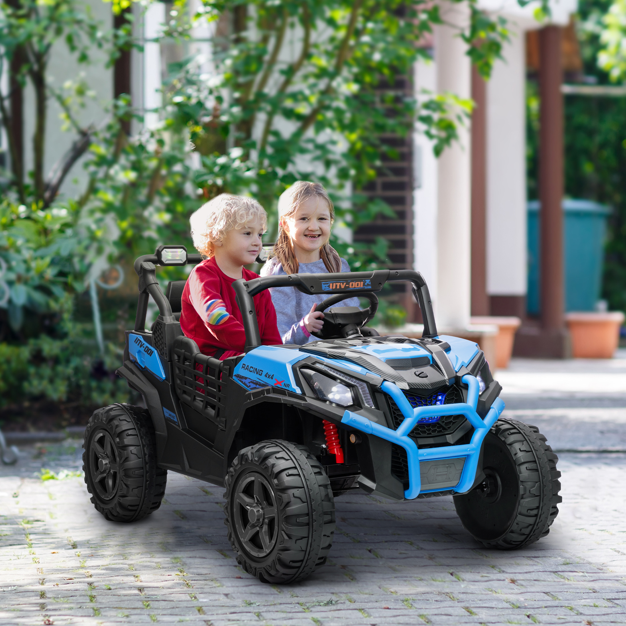 24v 2-sitzer Elektro-kinderauto Mit Fernbedienung Und 3 Geschwindigkeiten, Für Kinder Von 3-8 Jahren, Blau
