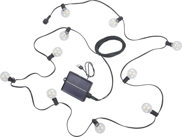 Lichterkette Außenlampe Solarleuchte 10x Glühbirne Fernbedienung LED L 57 cm