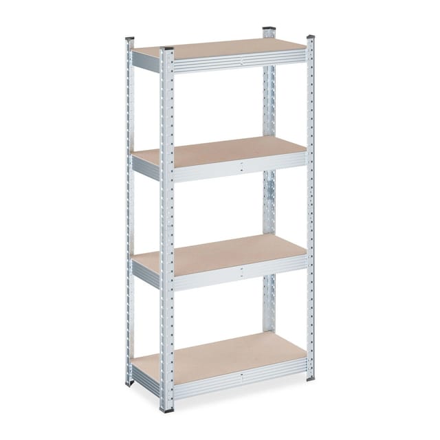 Schwerlastregal, hbt: 120 x 60 x 30 cm, 700 kg, verzinkter Stahl, Lagerregal Keller & Garage, hellbraun/silber - Relaxdays