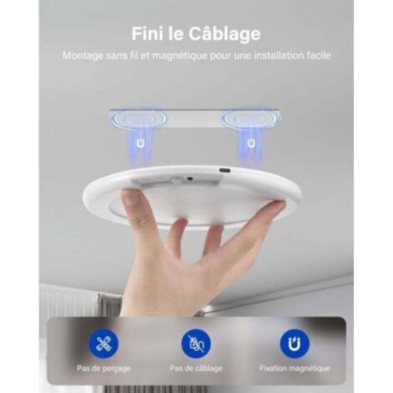 Kabellose Led-deckenleuchte Mit 6000 Mah, Fernbedienung, Bewegungsmelder, Ø 19 Cm, Dimmbar 3000 K–6500 K, Für Treppen Und Garagen