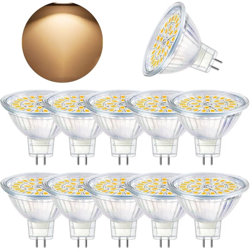 Ampoule Led Gu5.3, Mr16 Led 12v 5w Equivalent À 50w Lampe Halogène Blanc Chaud 3000k, Ampoules Led Spot Non Dimmable, Lot De 10
