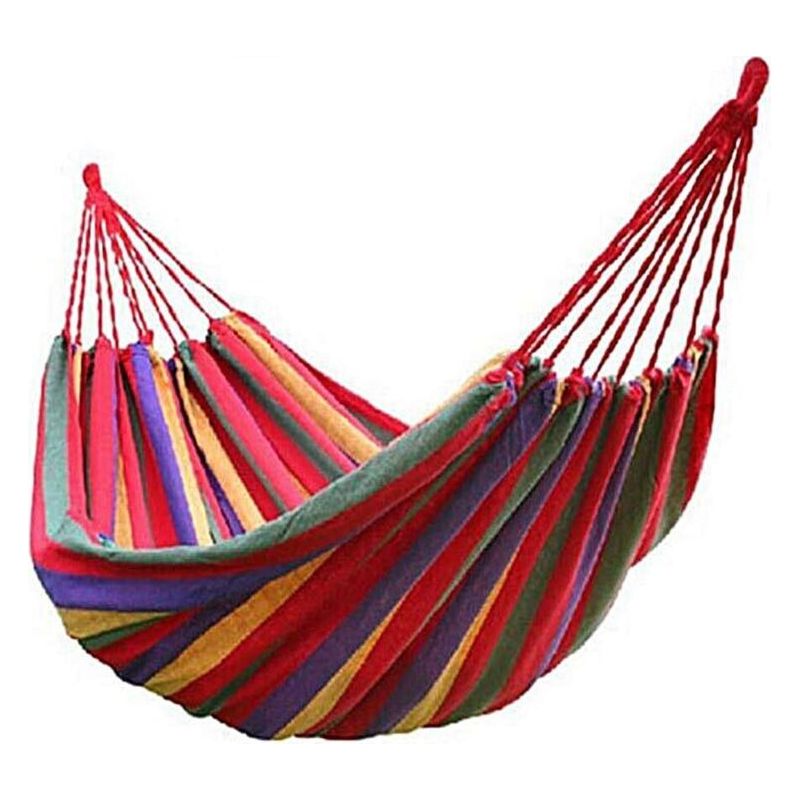 Hamac En Toile De Parachute Portable Coton Hamac De Jardin Respirant Portable De Voyage Camping Pour Double Charge Maximale 300 Kg Multicolore (2 Personnes, Rouge)