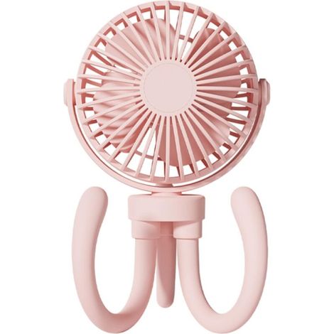 Ventilateur De Bureau Portable Rechargeable Pour Poussette, Rotation À 360°, Mini Ventilateur Usb, Rose