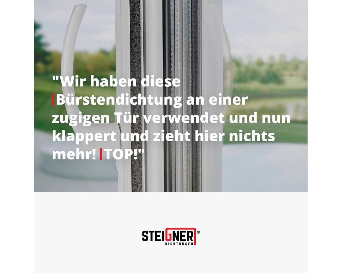 STEIGNER 5m Bürstendichtung GRAU Dichtungsbürste Türbürste selbstklebend Fenster Türen, Höhe 6 mm Bild 2