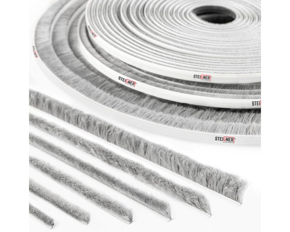STEIGNER 5m Bürstendichtung GRAU Dichtungsbürste Türbürste selbstklebend Fenster Türen, Höhe 6 mm Bild 3