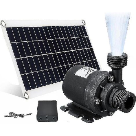 Pompe À Eau Solaire 50 W, Débit 800 L/h, 12 V Cc, Silencieuse, Pour Fontaines De Jardin Et De Maison - Wellngs