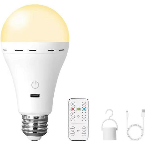 Ampoule Led Rechargeable E26 Avec Télécommande, Ampoule Intelligente À Trois Couleurs, Avec Crochet