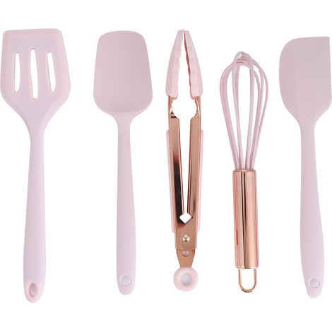 Cet Ensemble De 5 Ustensiles De Cuisine En Silicone Comprend Une Spatule, Un Grattoir, Un Fouet Et D'Autres Outils Et Ustensiles De Cuisine En Silicone.
