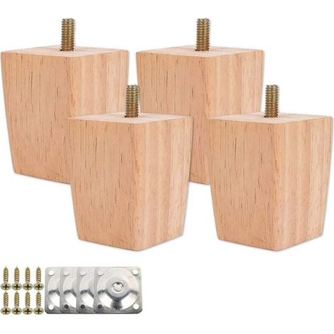 Ensemble De 4 Pieds De Lit En Bois, Comprenant Une Plaque De Montage Et Des Vis - 5 Cm De Hauteur.