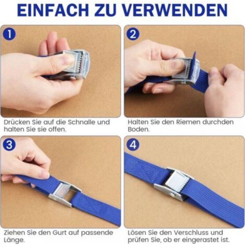 1 M Spanngurte – 10 Stück, Blaue Ratschengurte Mit Rostbeständiger Klemmschnalle Aus Aluminiumlegierung, Verstellbare Schnellspanngurte