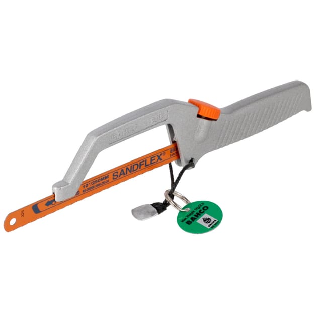 Bahco - Mini-Bügelsäge mit Sandflex Bi-Metall-Sägeblatt und Kevlar Fangleine 330 mm