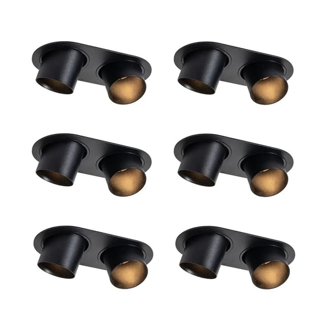 Set mit 6 Einbauspots schwarz GU10 50mm 2-flammig - Installa