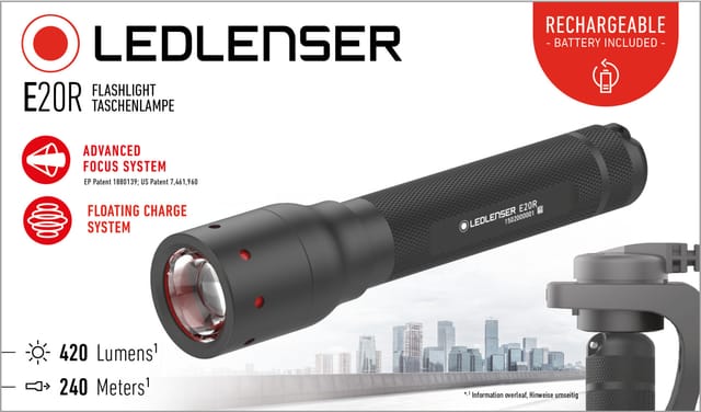 Ledlenser - led Taschenlampe E20R schwarz, 420 lm Taschenlampe