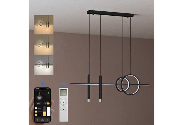 Pendelleuchte 100cm led Hängelampe Linear design 3000K/4000K/6000K Verstellbares Kabel 38W Schwarz Hängeleuchte für Esszimmer Wohnzimmer Schlafzimmer
