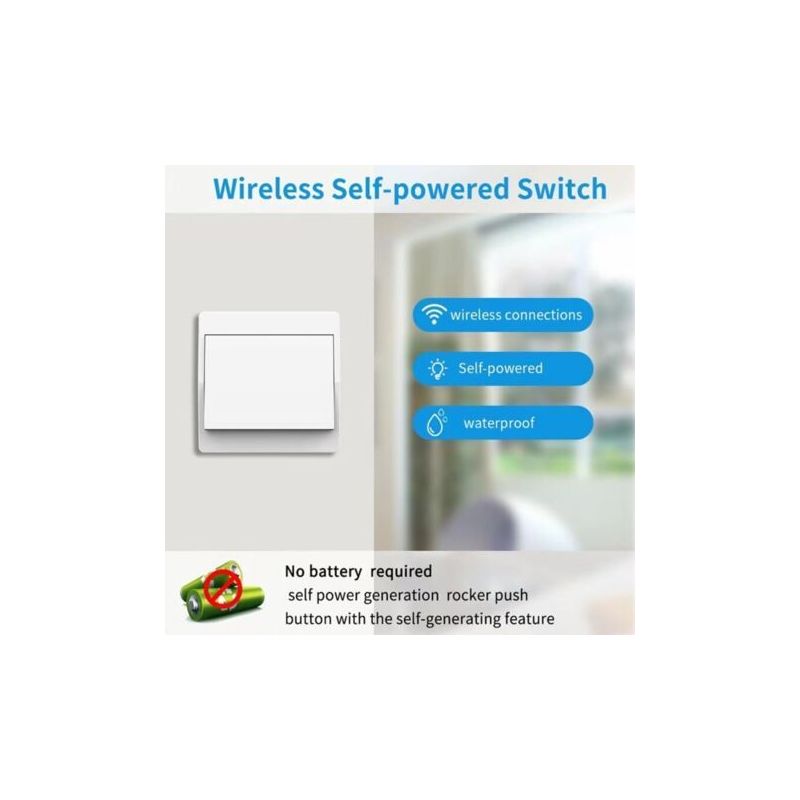 Barkbusterseu Funkschalter, Batterielos, 2er-pack, Autarkes Funkschalter-set, Batterieloser Funk-wechselschalter, Funkfernbedienungsschalter Für Die Hausbeleuchtung (eu 1-fach 2v1a)