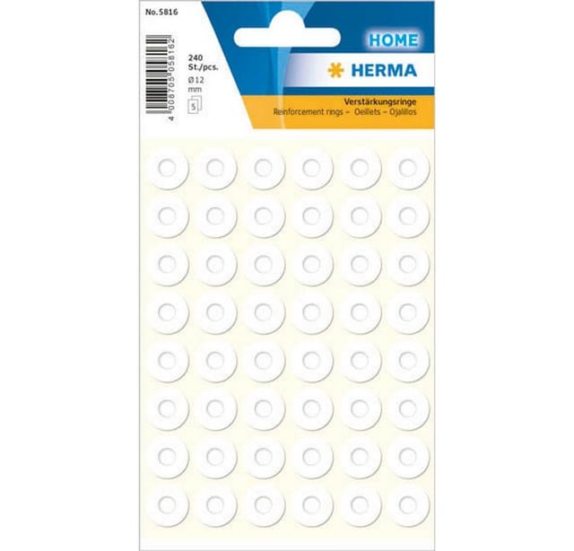 Herma - Lochverstärkungsringe 12mm weiß 240 St./Pack. 12mm weiß 240 St./Pack.