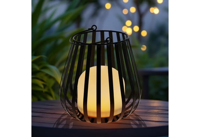 Metall Laterne mit led Leuchte für Außen und Innen - 23 x 20 cm - Dekoleuchte warm weiß zum Stellen oder Hängen