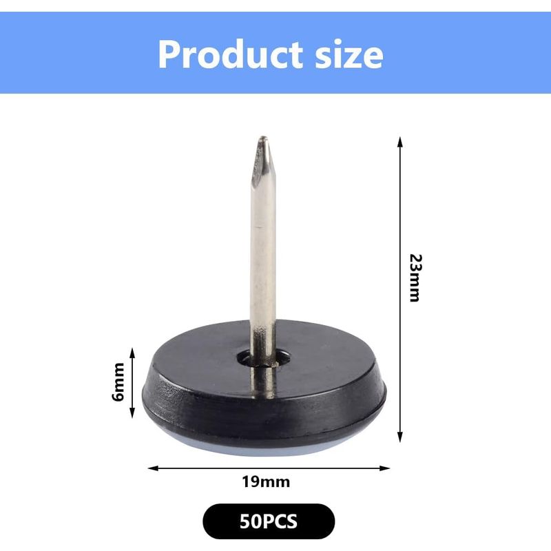 50 Stück 19 Mm Runde Teflon-stuhlgleiter Mit Nagelbefestigung, Ptfe-teflon-möbelgleiter, Stuhlgleiter Mit Nagelbefestigung, Filz-stuhlgleiter Für Stühle, Sofas, Büros Und Tische