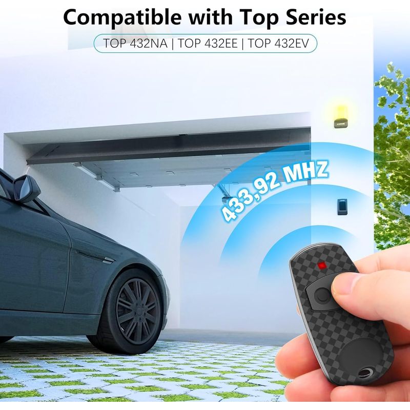 Télécommande De Porte De Garage Compatible Avec 2 Télécommandes Portatives 433ev, Compatible Avec De Porte Et De Garage Top432ev/432/432ee/432a /432m/432s T432/came 432,433.92mhz