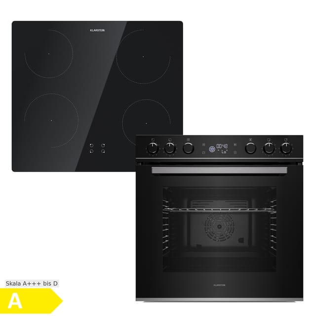 Klarstein - ControlSync Backofen Mit Induktionskochfeld - 72L Einbaubackofen, 9 Kochfunktionen, Digitaler Timer, Kindersicherung, Kochfeld 4 Zonen