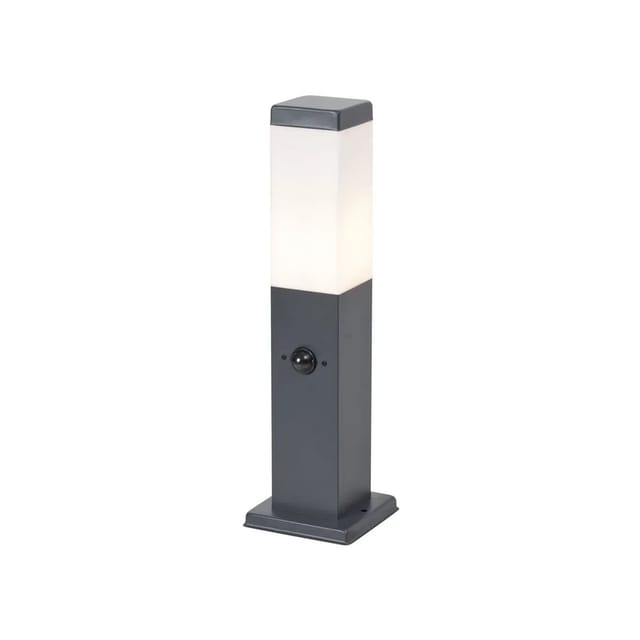 Außenleuchte Dunkelgrau mit Opalglas 45cm IP44 mit Steckdose und Bewegungssensor - Malios