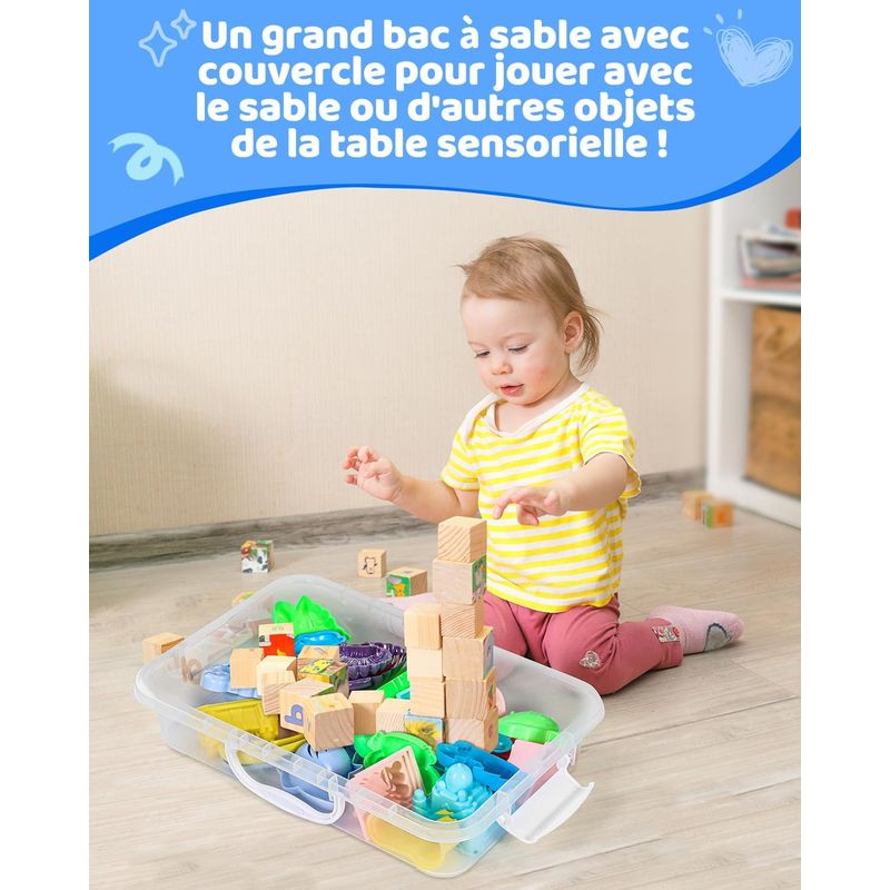 Sensorischer Sandkasten Mit Deckel Und Griff, Tragbarer Sensorischer Sandkastenbehälter Für Kinder, Aktivitätstablett Aus Kunststoff Für Kleinkinder - (2er-set, Blau)