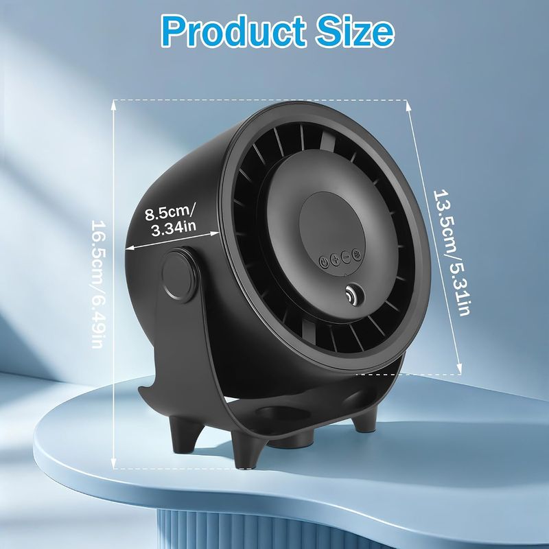 Tischventilator Mit Sprühnebelfunktion, 6000 Mah Akku, Usb-wiederaufladbar, 90° Verstellbar, 3 Starke Windgeschwindigkeiten, Digitale Led-anzeige, Leiser Ventilator Für Schlafzimmer, Büro Und Außenber