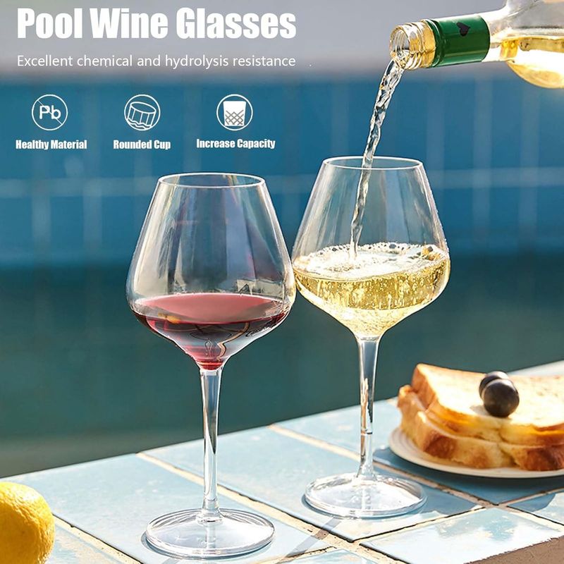 Set Mit 2 Schwimmenden Weingläsern Für Den Pool, 530 Ml, Tritan-kunststoff, Bruchsichere Champagnergläser, Schwimmender Pool, Rotweinglas, Picknick-weinglas