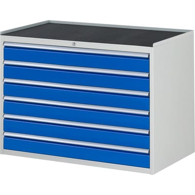 Schubladenschrank m. Anti-Rutsch-Matte 6 Schubl.-XXL 6x120mm - RAU