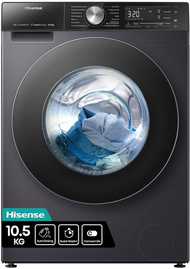 Frontlader-waschmaschine, 10,5 kg, 1400 u/min, schwarz - Hisense - WF5S1045BB
