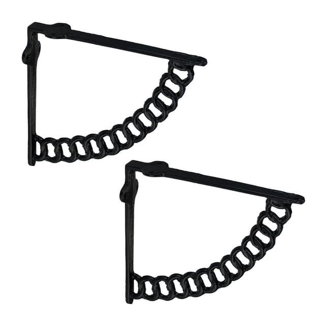 Relaxdays - Regalträger, 2er Set, Gusseisen, Ketten-Motiv, antikes Design, Winkel für Regalbretter, Regalhalter, schwarz