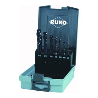 RUKO Maschinengewindebohrer-Satz HSSE-Co 5 TiAlN in Kunststoffkassette 7-teilig - 245069RO