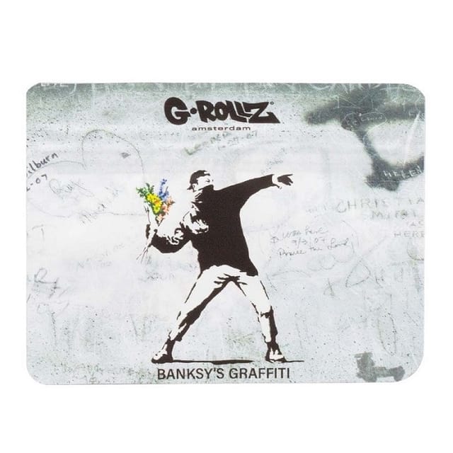 Banksys Flower Thrower Reißverschlusstasche 105x80mm