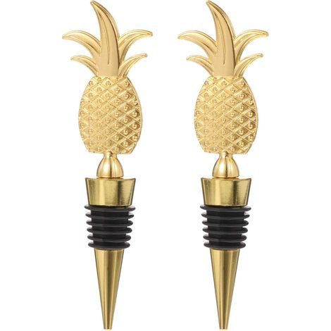 Lot De 2 Bouchons De Bouteille De Noël, Motif Ananas Doré, Bouchons De Bouteille Pour Fêtes, Bouchons De Vin, Décorations De Mariage, Ornements De Noël