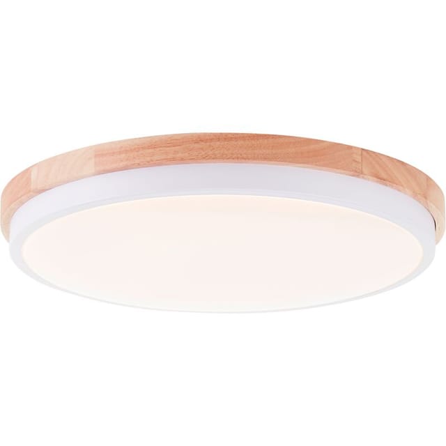 Brilliant - Baarlo" Led-deckenleuchte, 3-stufen-dimmer Mit Memory-funktion, Led-lampe, Warmweißes Licht Für Wohnzimmer Und Schlafzimmer, 2400 Lumen, 24 W, 35 Cm, Mattweiß/holz