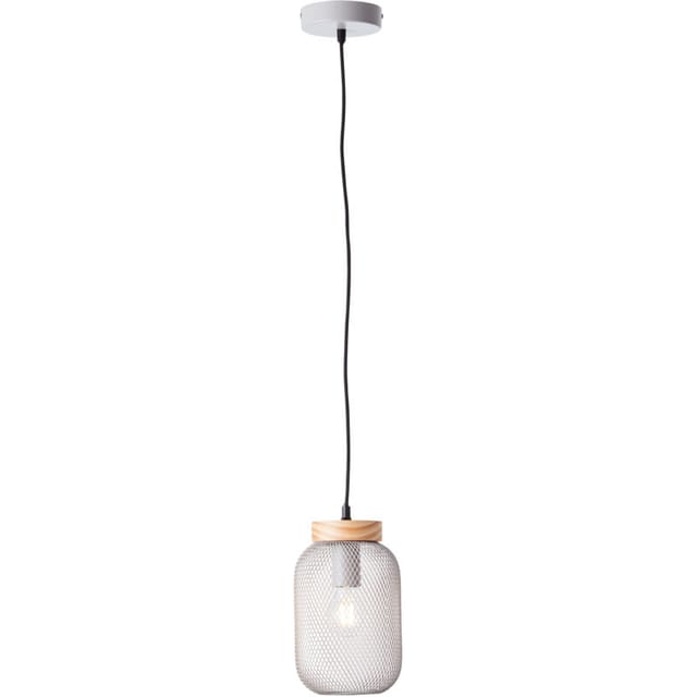 Brilliant - Pendelleuchte Giada Hängelampe, 16 cm, E27, Metall/Holz, grau hell/braun