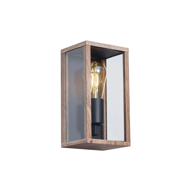 Industrielle Wandleuchte Holzoptik 26 cm IP44 - Charlois